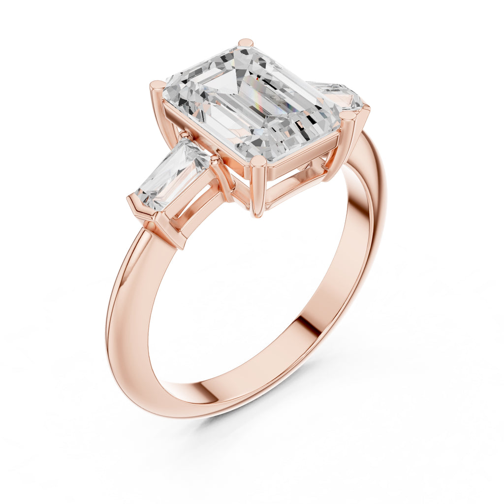 3.00 ct Promise Trilogy 3ct Rose Gold Emerald