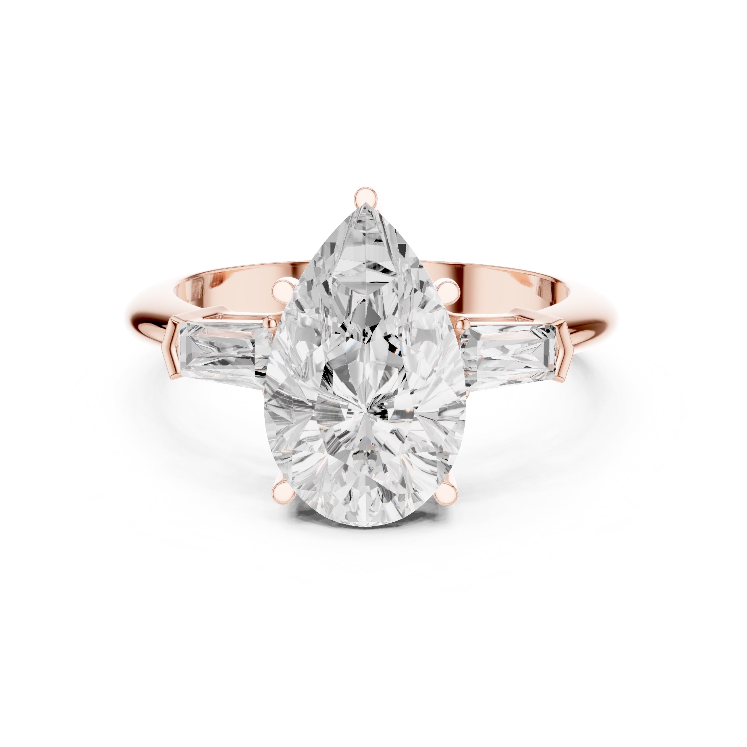 3.00 ct Promise Trilogy 3ct Rose Gold Pear
