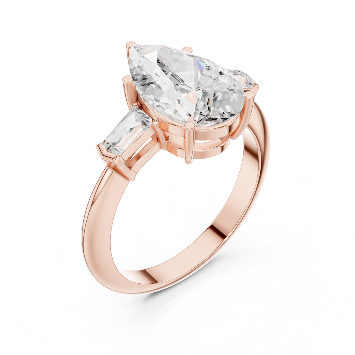 3.00 ct Promise Trilogy 3ct Rose Gold Pear