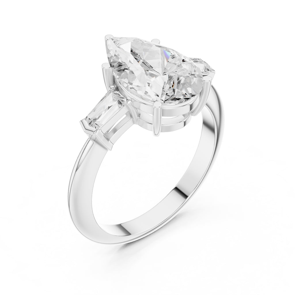 3.00 ct Promise Trilogy 3ct White Gold Pear