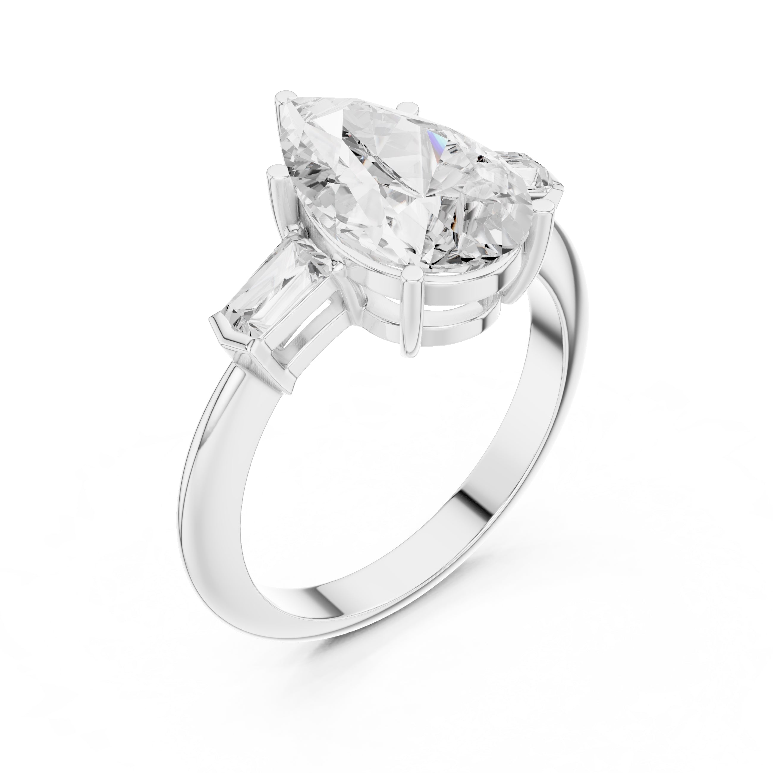 3.00 ct Promise Trilogy 3ct White Gold Pear