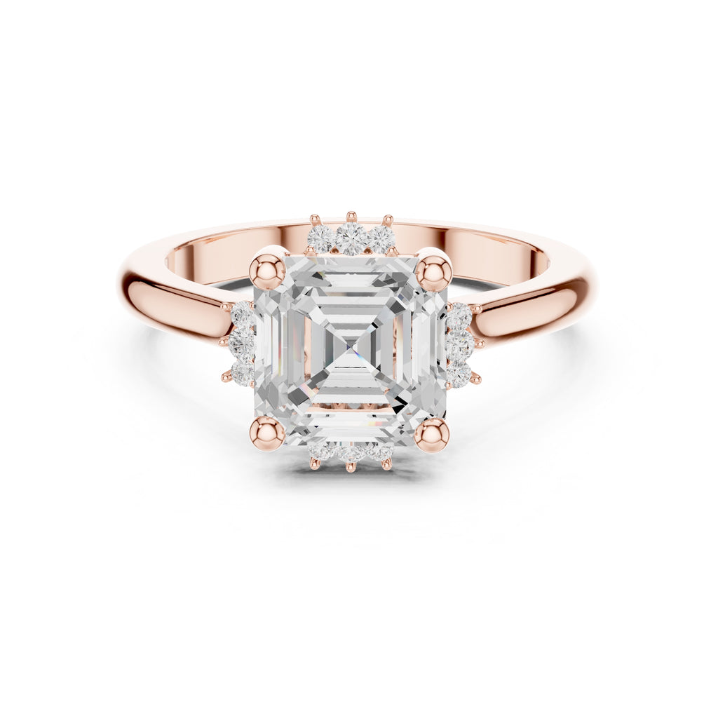 2.00 ct Crown Radiance Solitaire 2ct Rose Gold Asscher