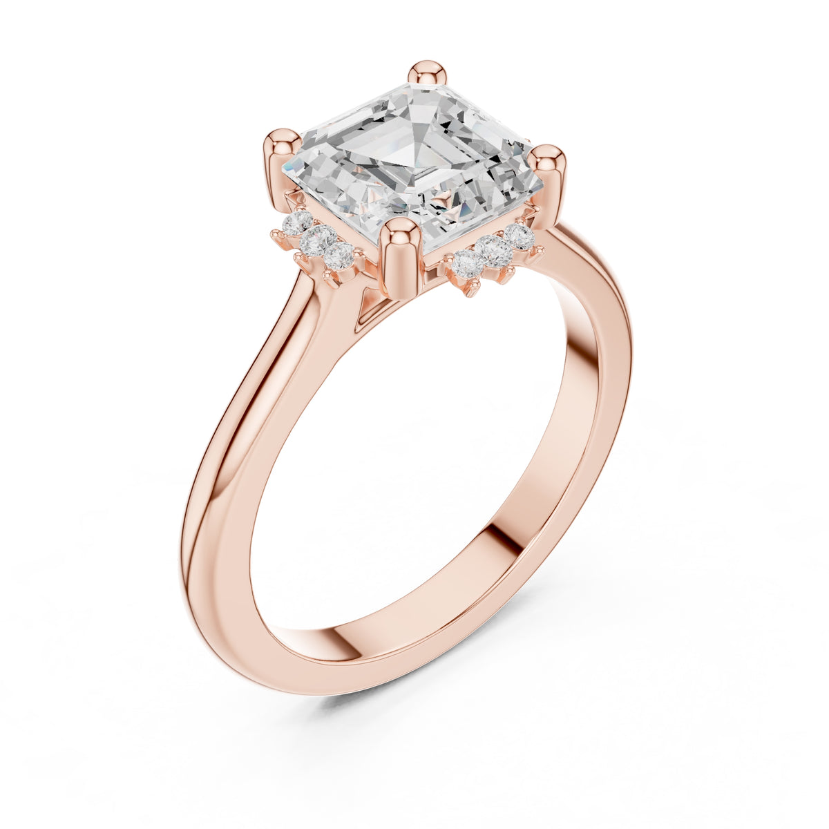 2.00 ct Crown Radiance Solitaire 2ct Rose Gold Asscher