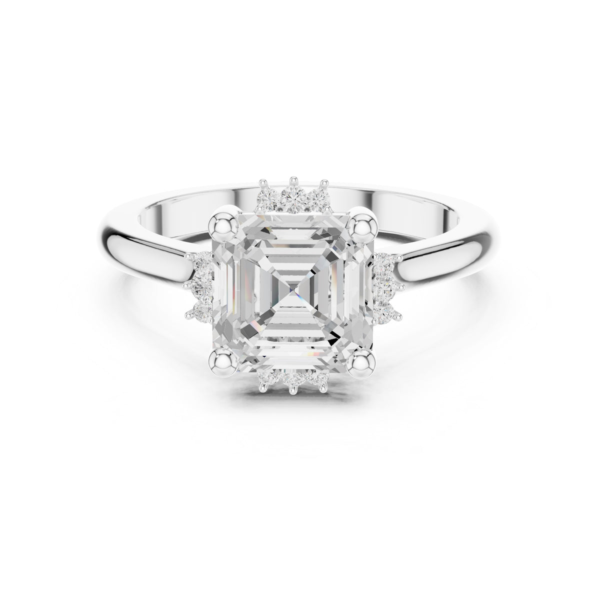 2.00 ct Crown Radiance Solitaire 2ct White Gold Asscher