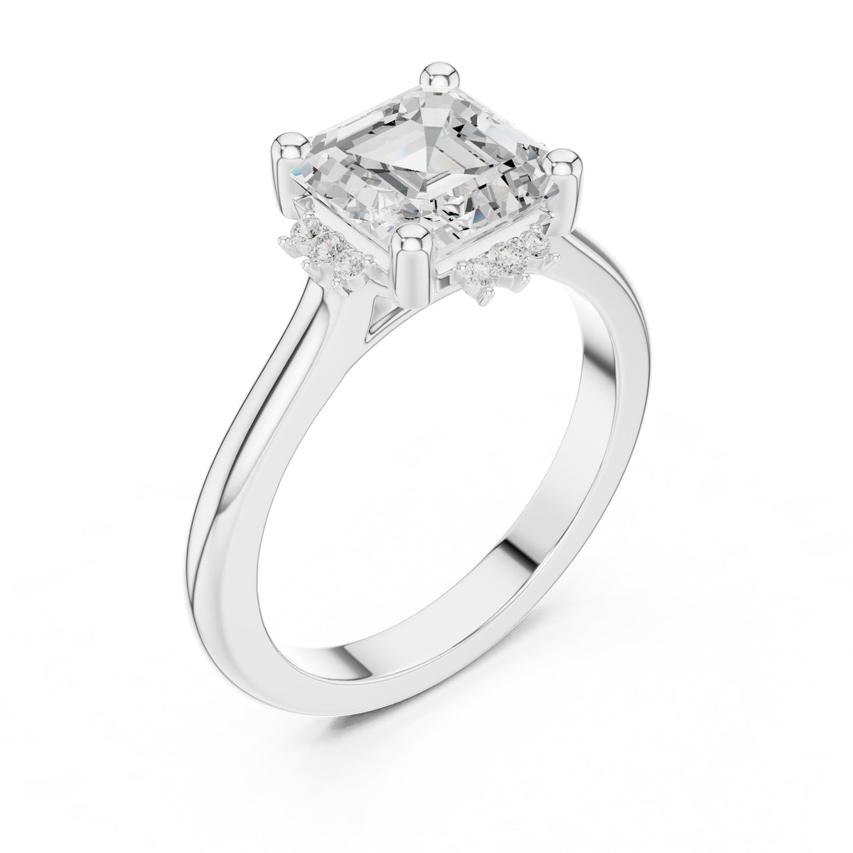 2.00 ct Crown Radiance Solitaire 2ct White Gold Asscher