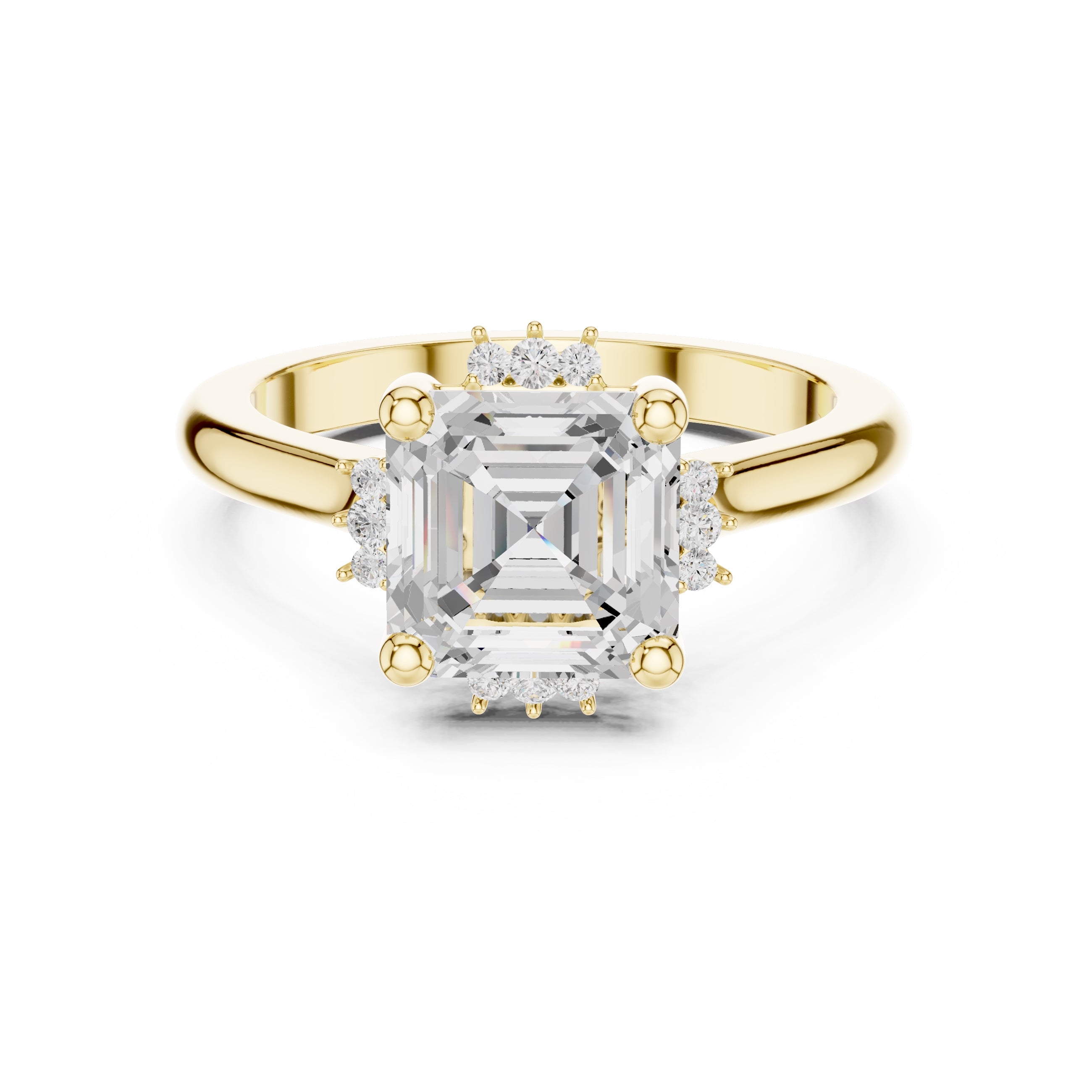 2.00 ct Crown Radiance Solitaire 2ct Yellow Gold Asscher