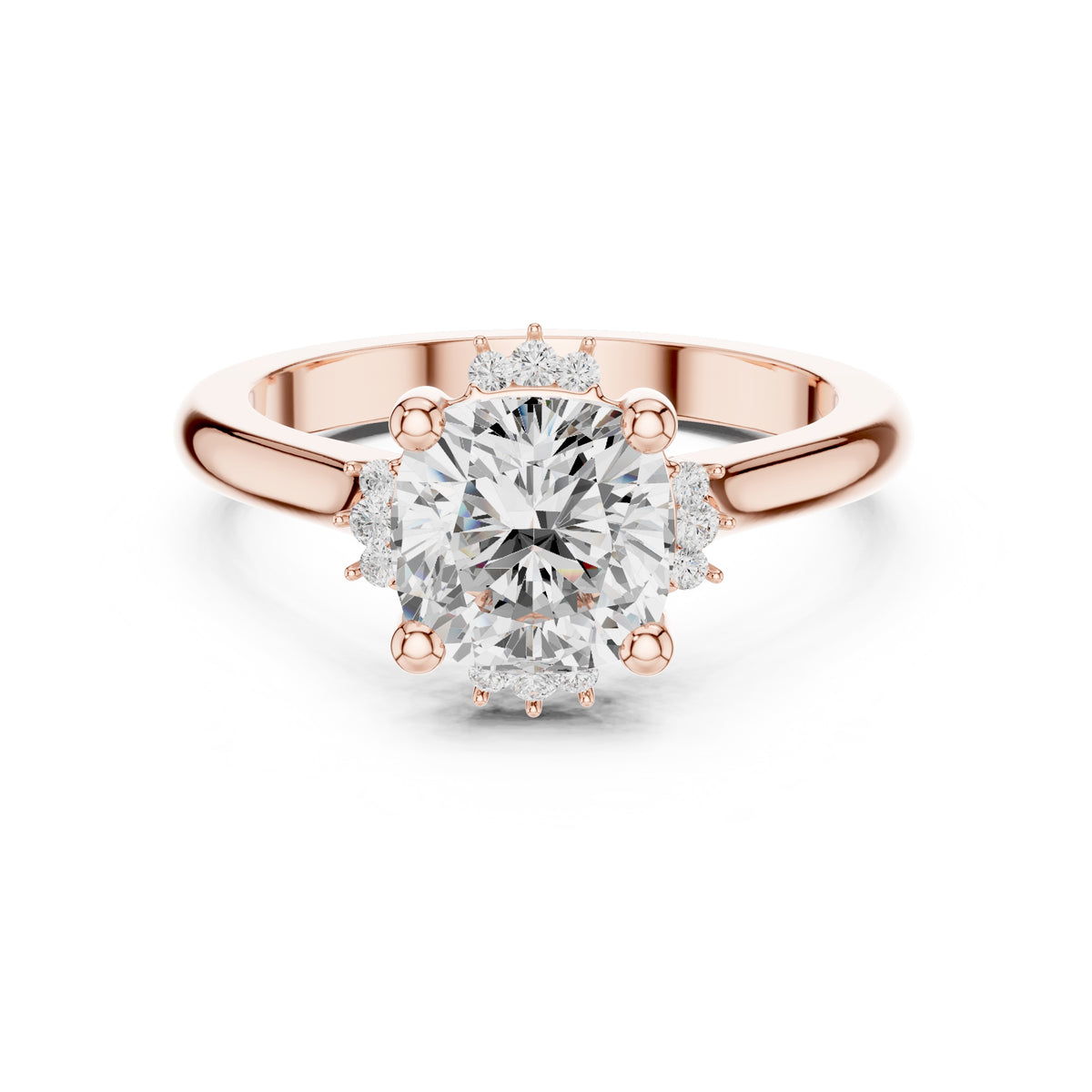 2.00 ct Crown Radiance Solitaire 2ct Rose Gold Cushion