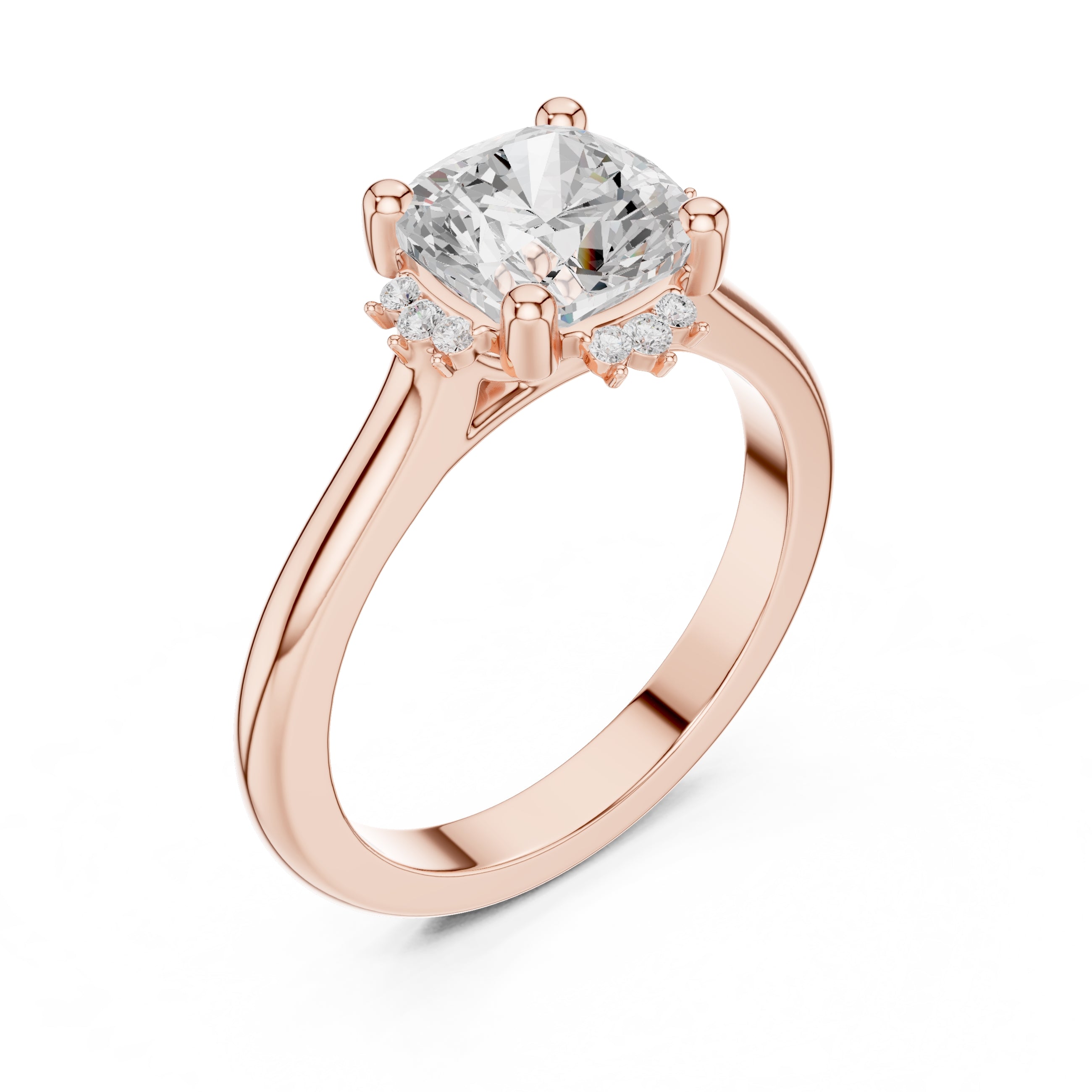 2.00 ct Crown Radiance Solitaire 2ct Rose Gold Cushion