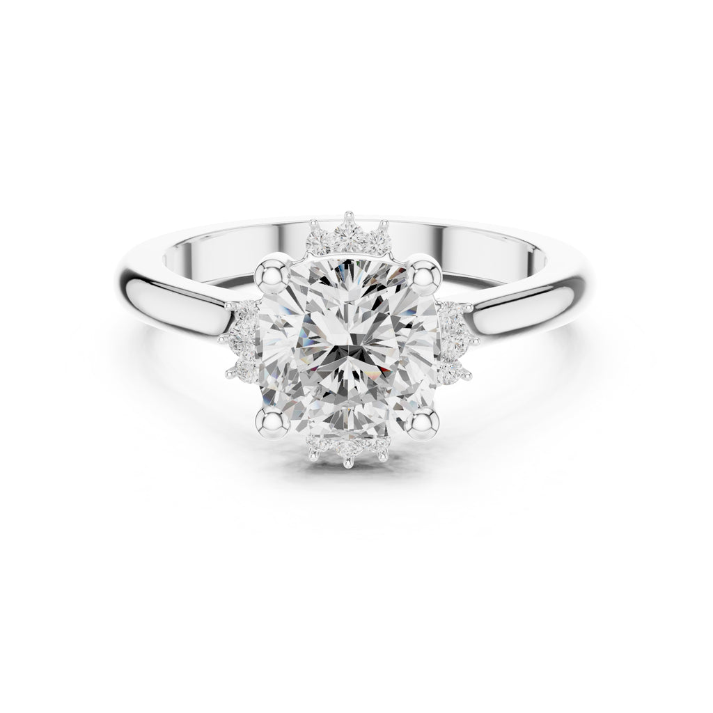 2.00 ct Crown Radiance Solitaire 2ct White Gold Cushion