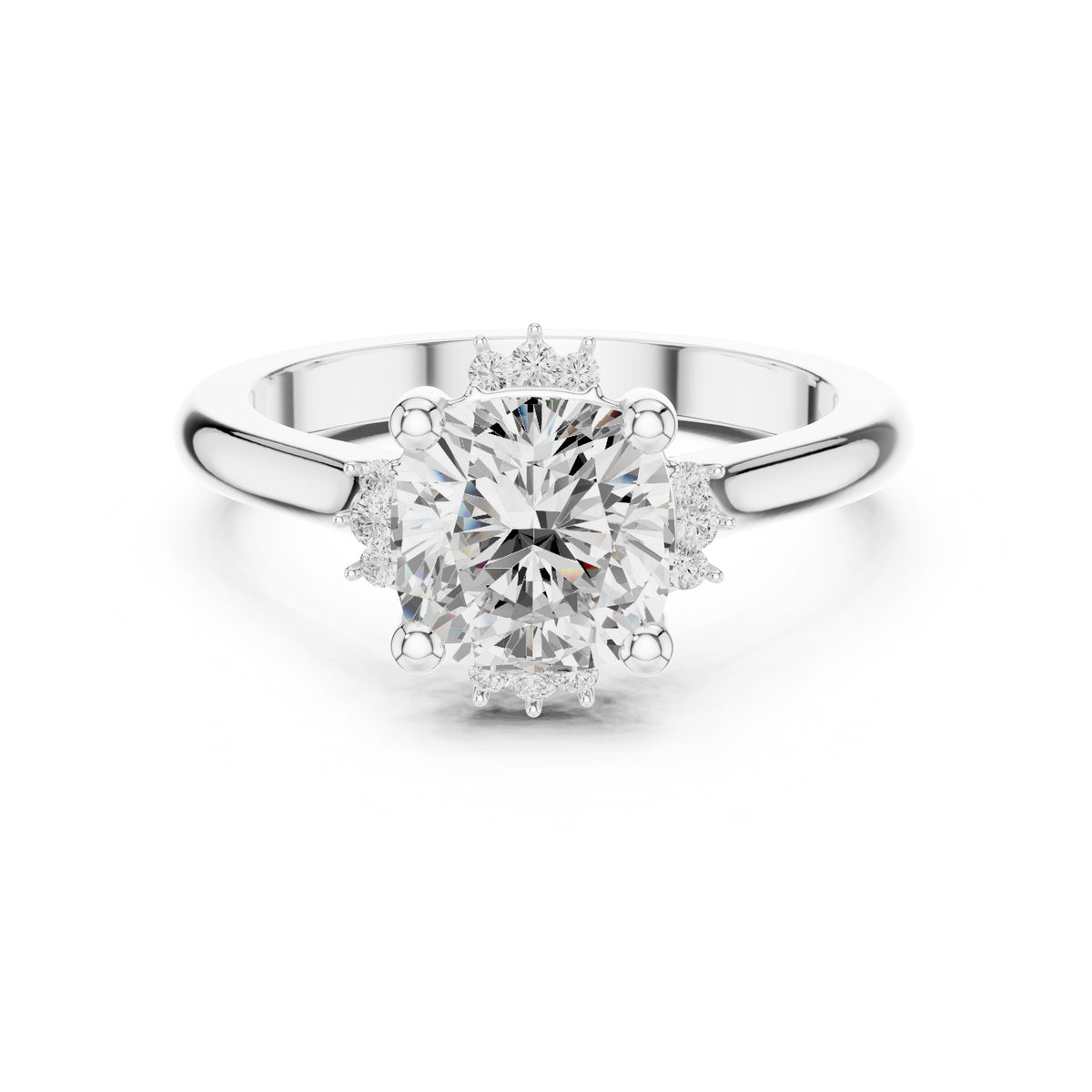 2.00 ct Crown Radiance Solitaire 2ct White Gold Cushion