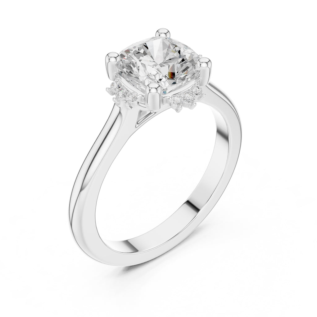 2.00 ct Crown Radiance Solitaire 2ct White Gold Cushion