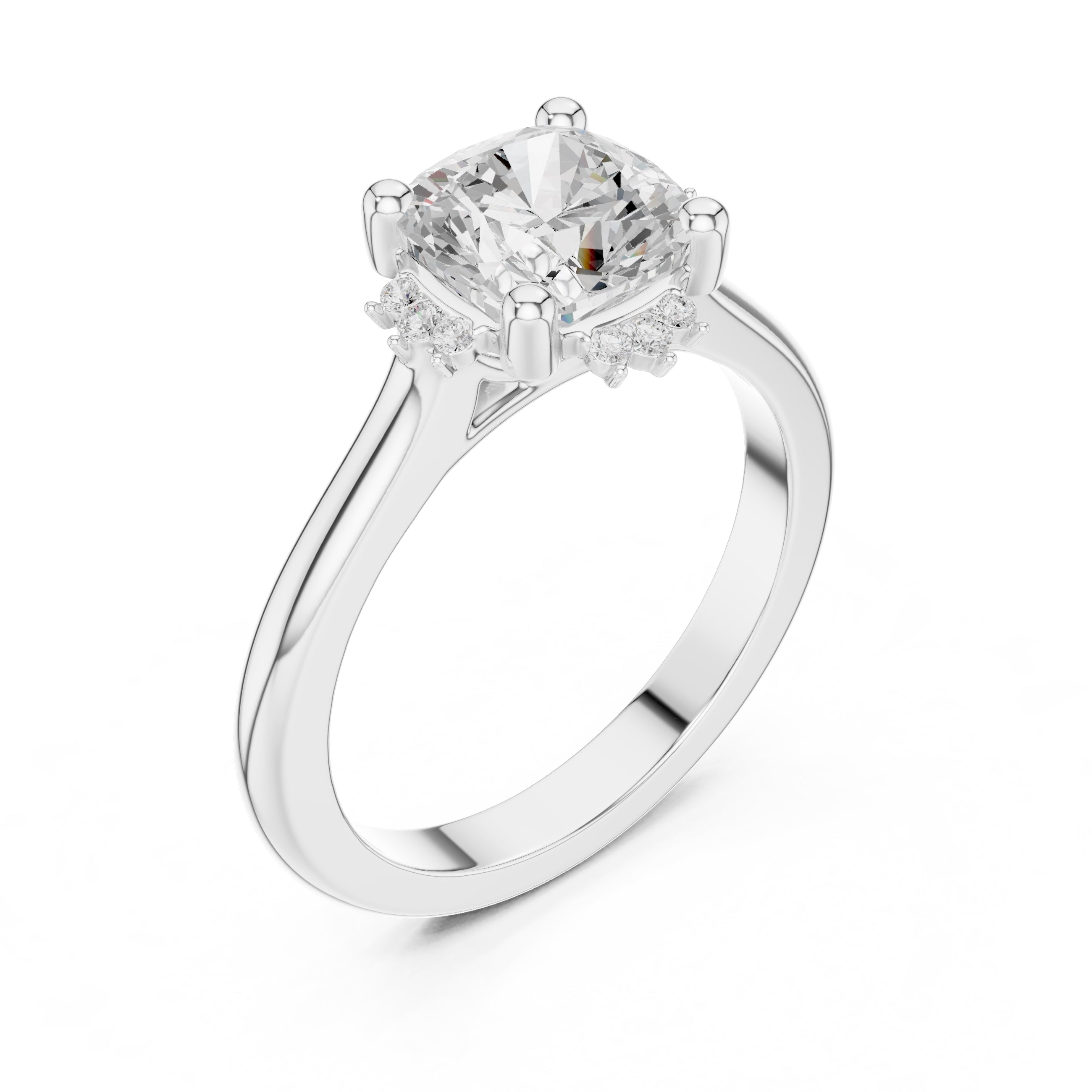 2.00 ct Crown Radiance Solitaire 2ct White Gold Cushion