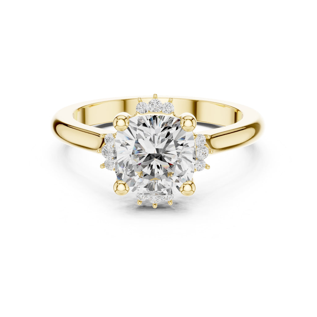 2.00 ct Crown Radiance Solitaire 2ct Yellow Gold Cushion