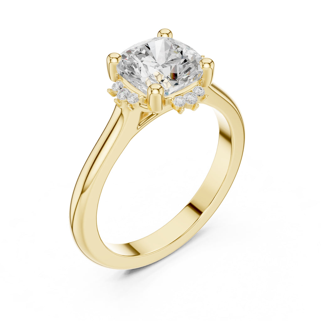 2.00 ct Crown Radiance Solitaire 2ct Yellow Gold Cushion