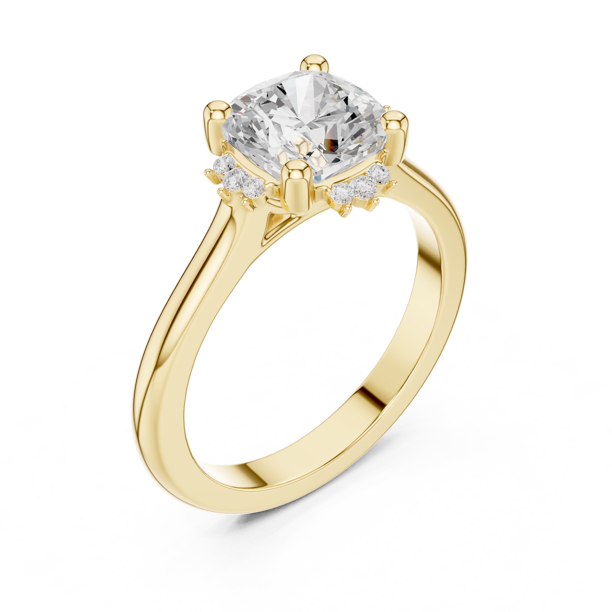 2.00 ct Crown Radiance Solitaire 2ct Yellow Gold Cushion