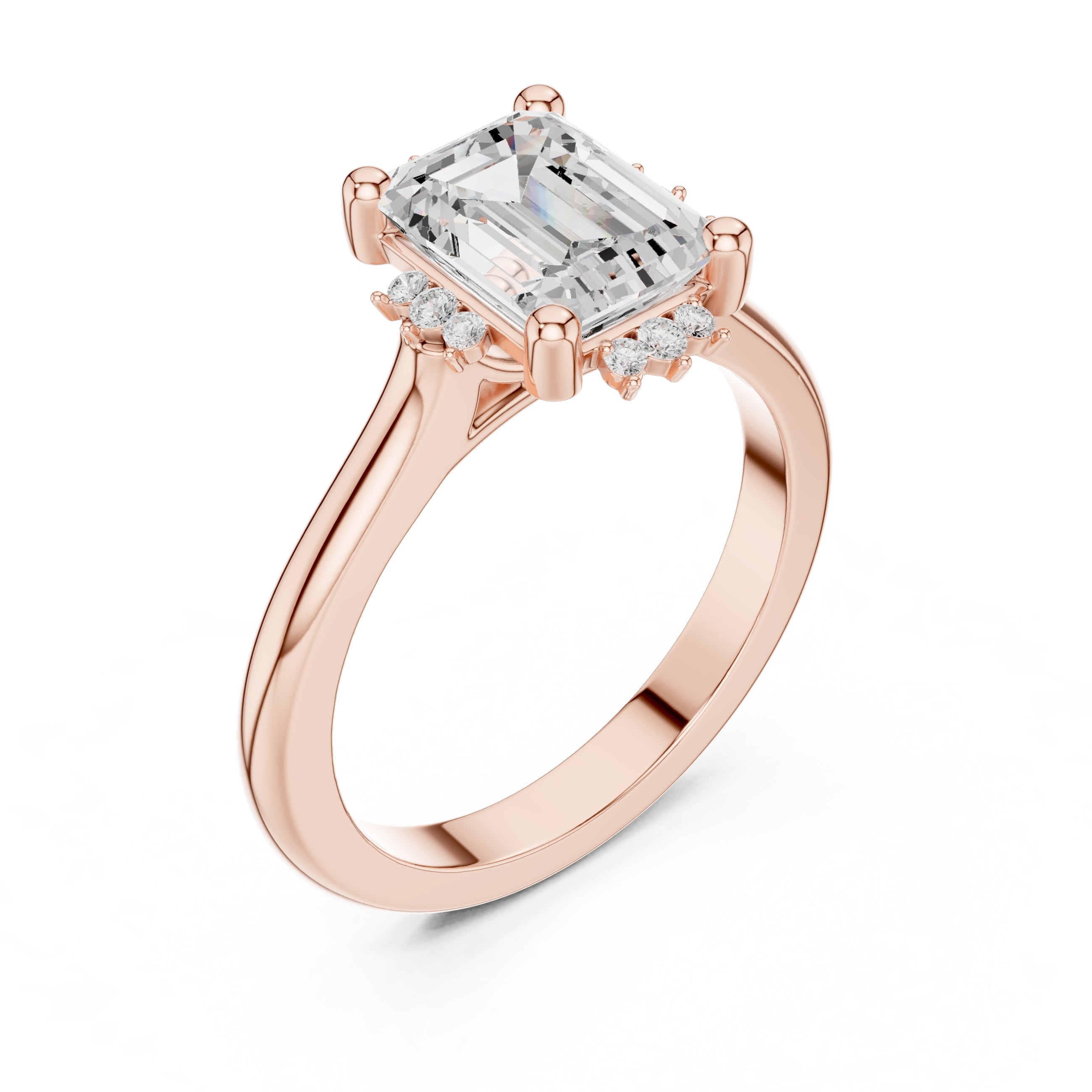 2.00 ct Crown Radiance Solitaire 2ct Rose Gold Emerald