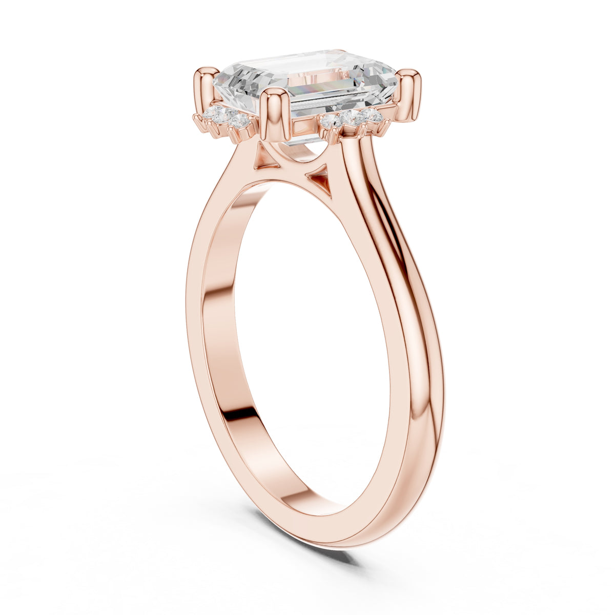 2.00 ct Crown Radiance Solitaire 2ct Rose Gold Emerald