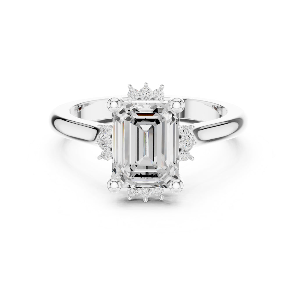 2.00 ct Crown Radiance Solitaire 2ct White Gold Emerald