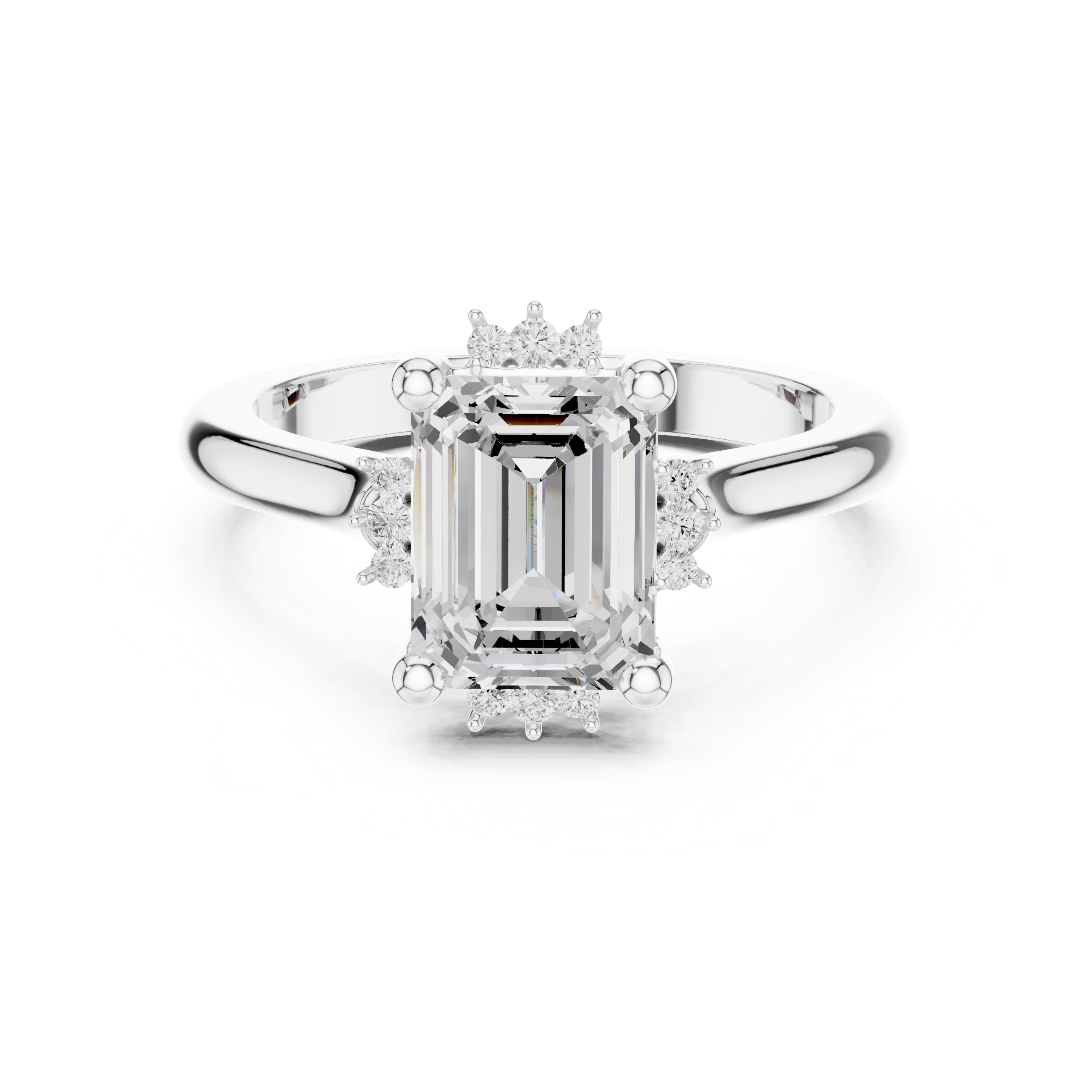 2.00 ct Crown Radiance Solitaire 2ct White Gold Emerald