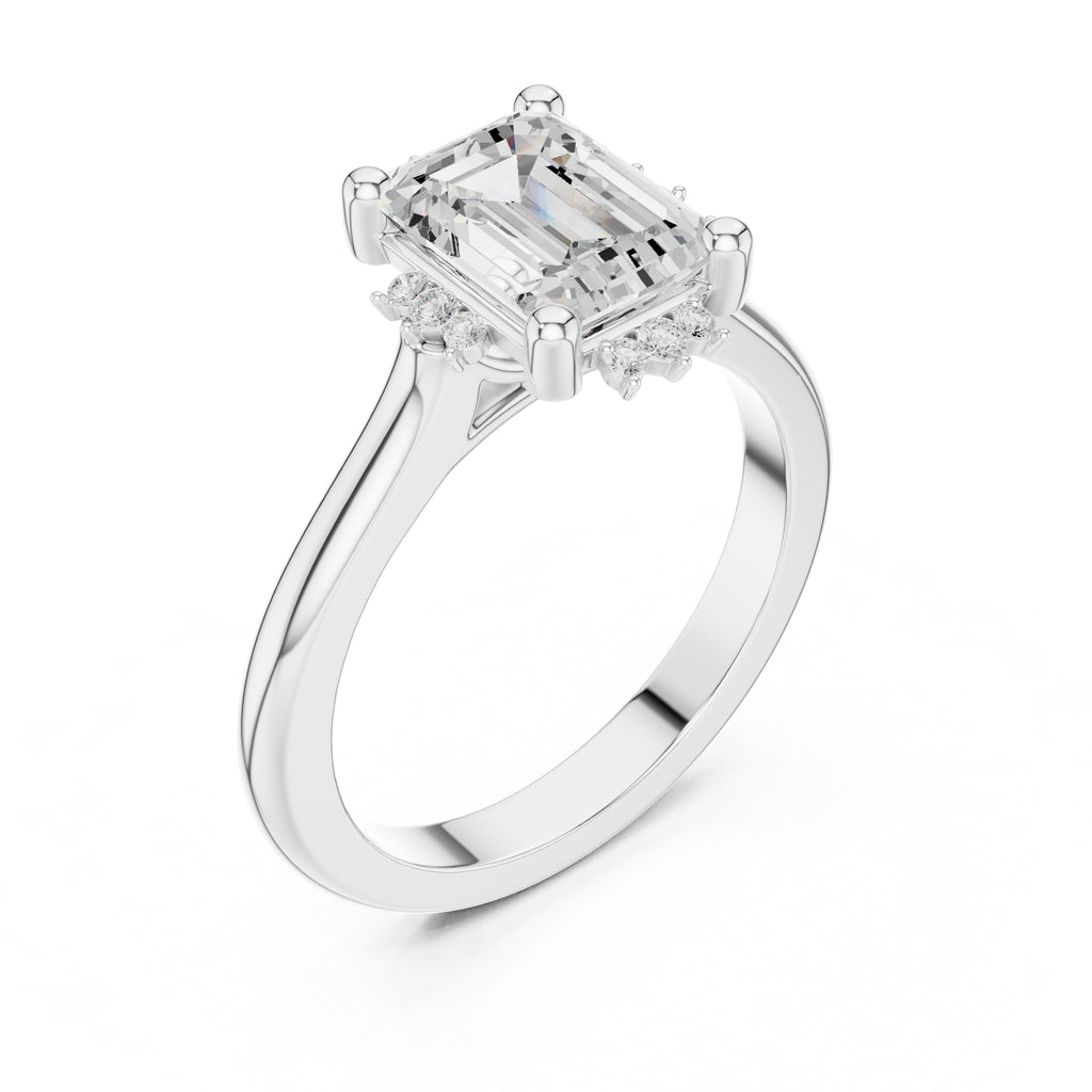 2.00 ct Crown Radiance Solitaire 2ct White Gold Emerald