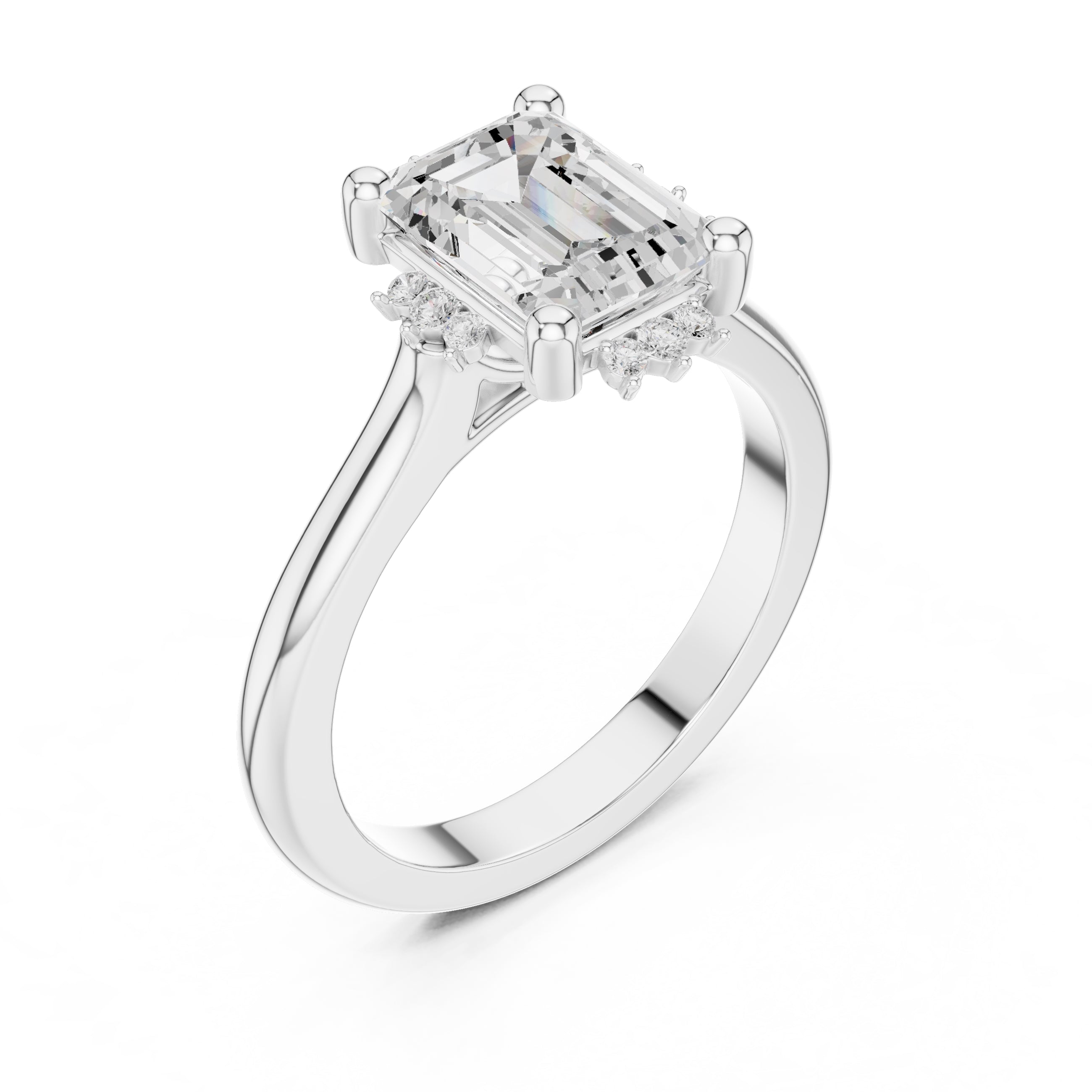 2.00 ct Crown Radiance Solitaire 2ct White Gold Emerald