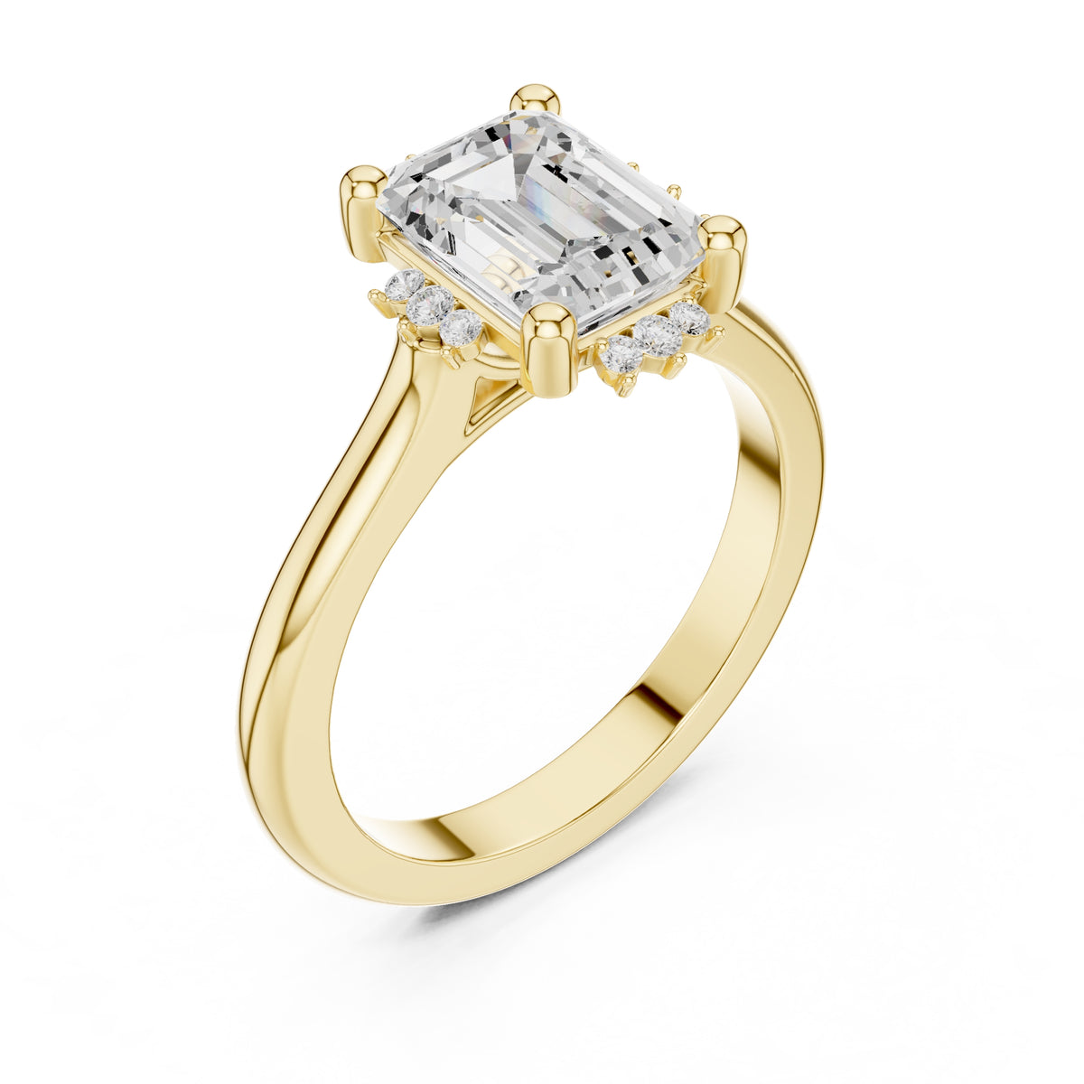 2.00 ct Crown Radiance Solitaire 2ct Yellow Gold Emerald