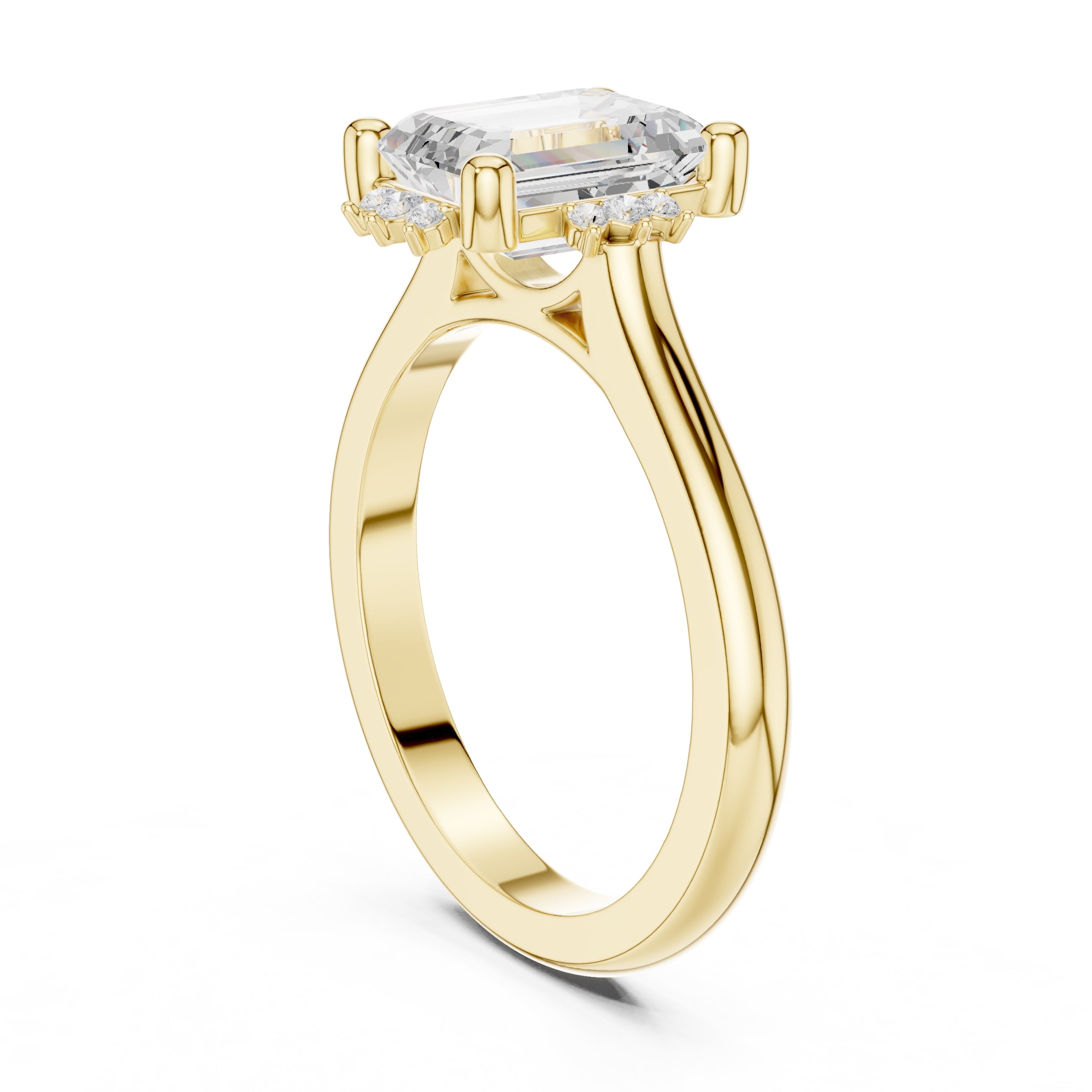 2.00 ct Crown Radiance Solitaire 2ct Yellow Gold Emerald