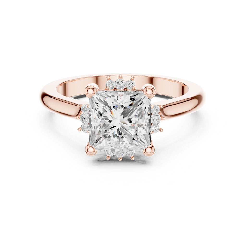 2.00 ct Crown Radiance Solitaire 2ct Rose Gold Princess