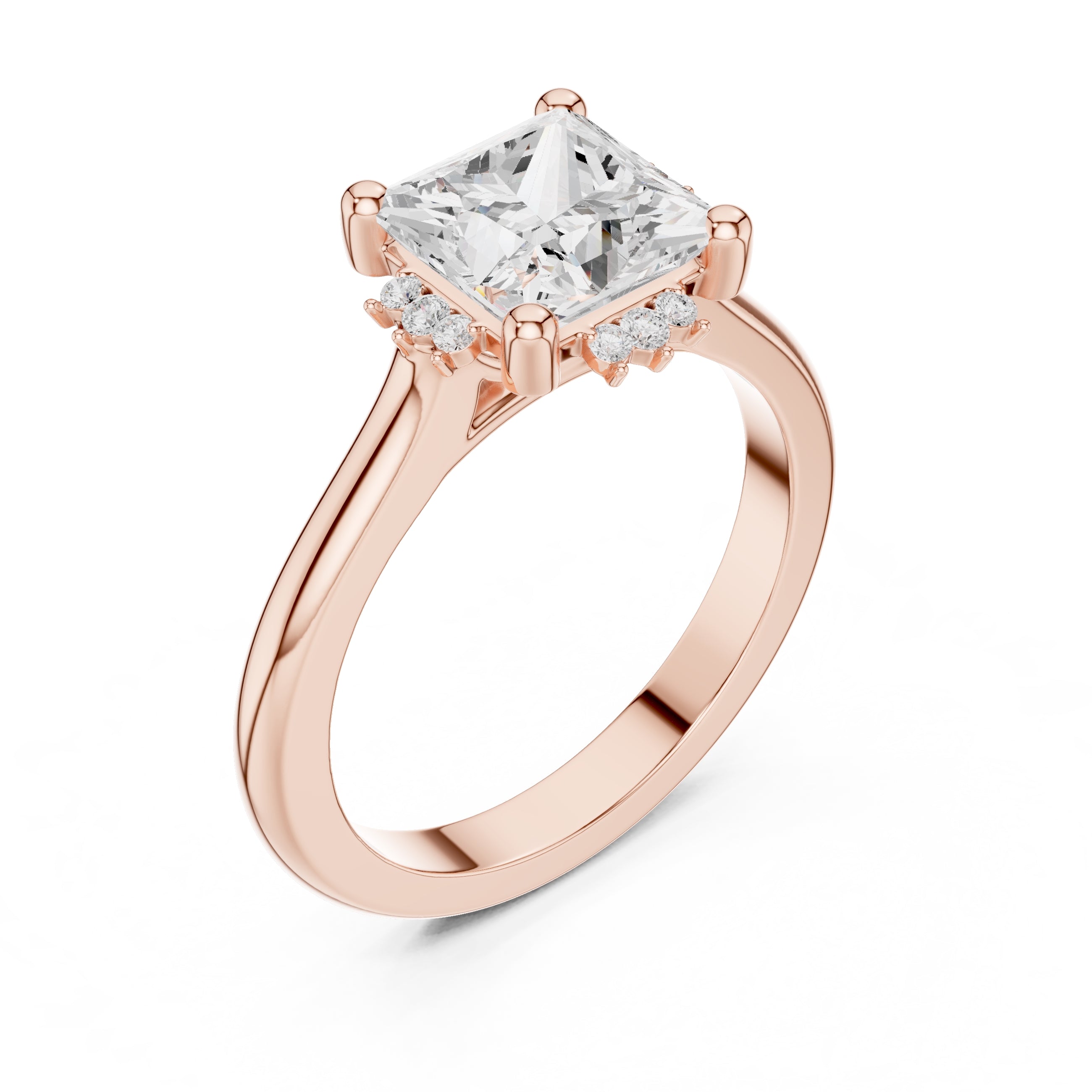 2.00 ct Crown Radiance Solitaire 2ct Rose Gold Princess