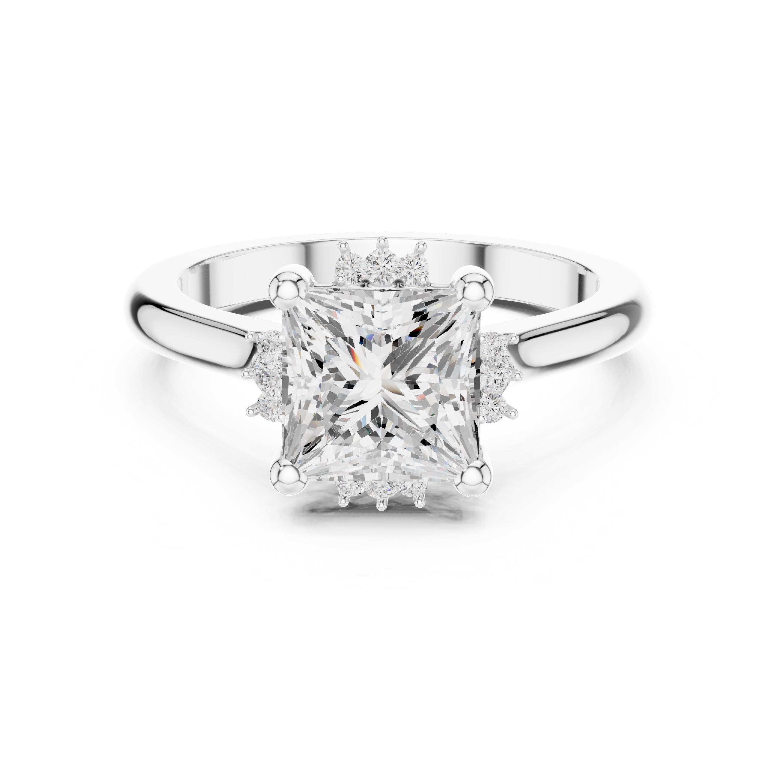 2.00 ct Crown Radiance Solitaire 2ct White Gold Princess