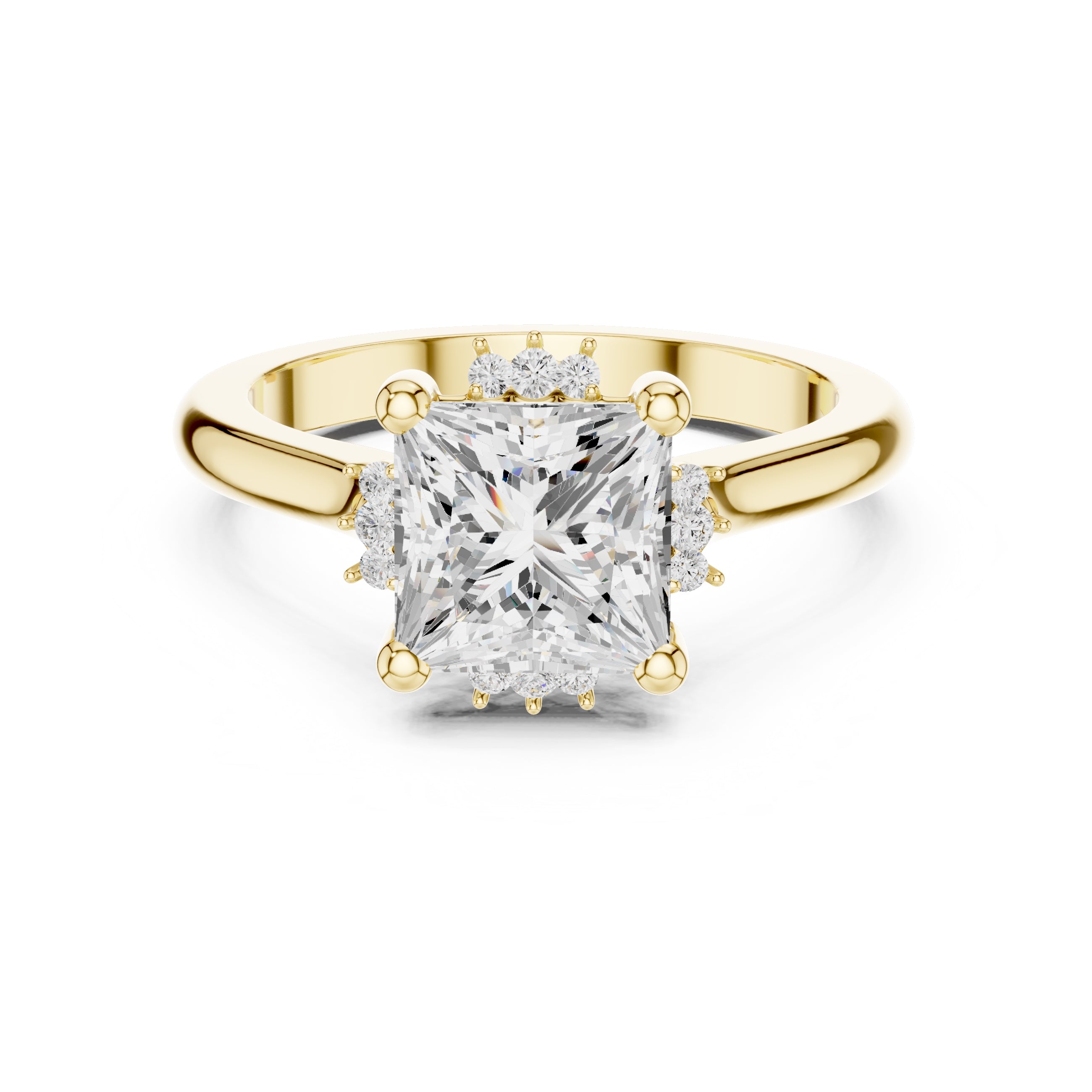 2.00 ct Crown Radiance Solitaire 2ct Yellow Gold Princess