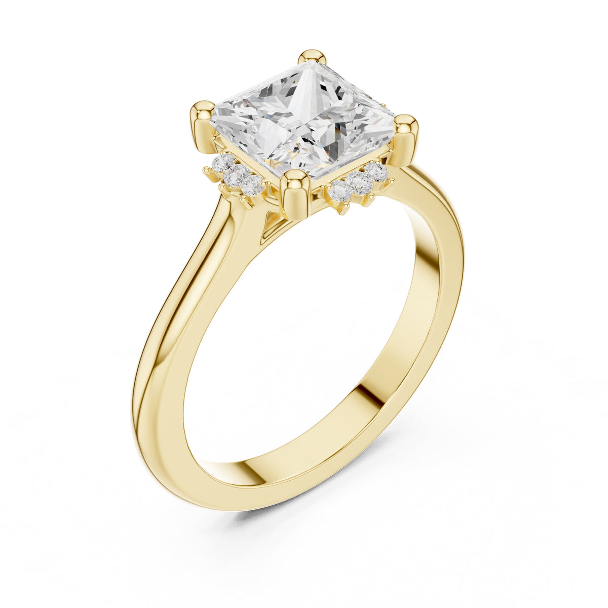 2.00 ct Crown Radiance Solitaire 2ct Yellow Gold Princess
