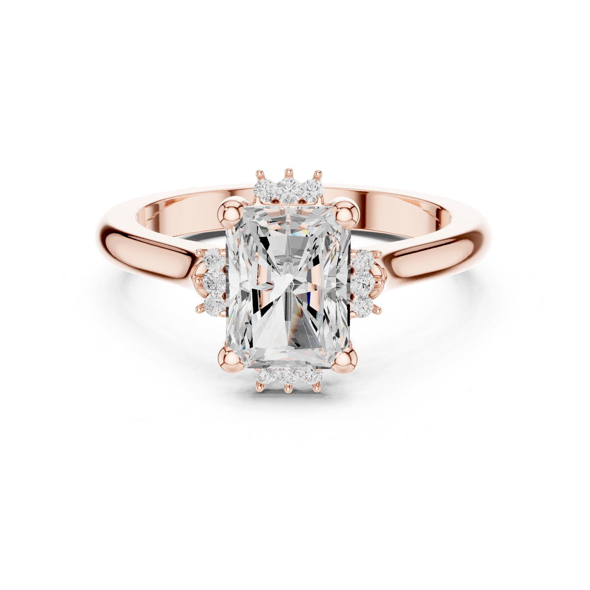 2.00 ct Crown Radiance Solitaire 2ct Rose Gold Radiant