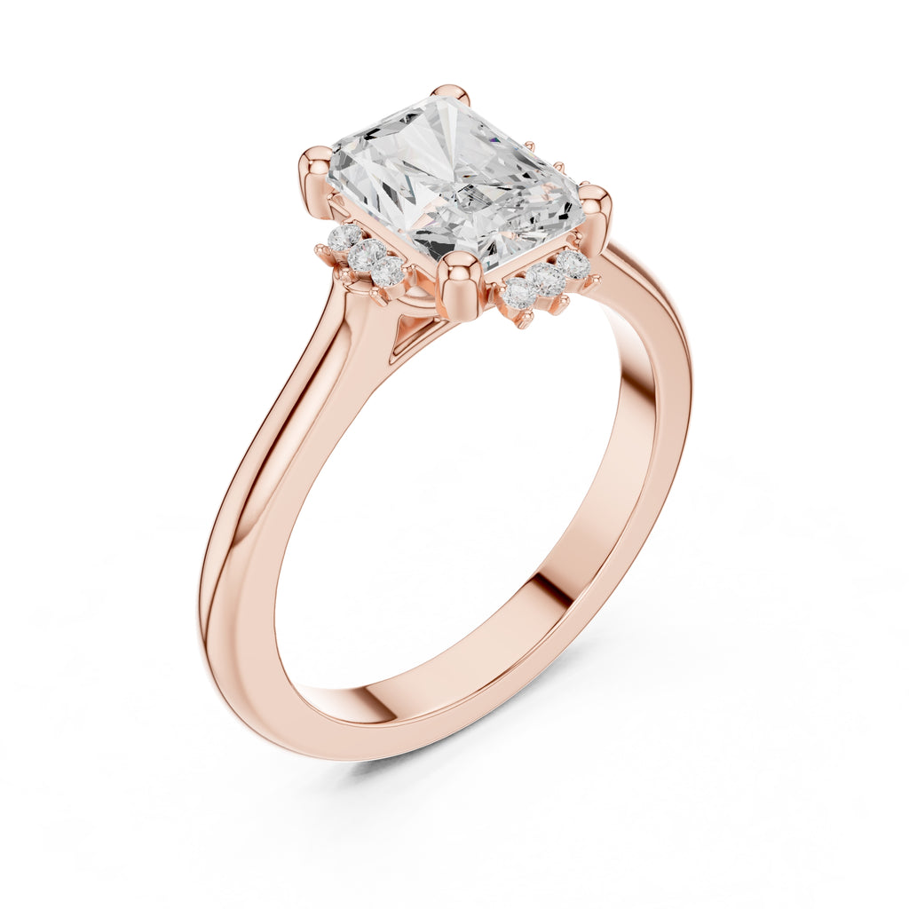 2.00 ct Crown Radiance Solitaire 2ct Rose Gold Radiant
