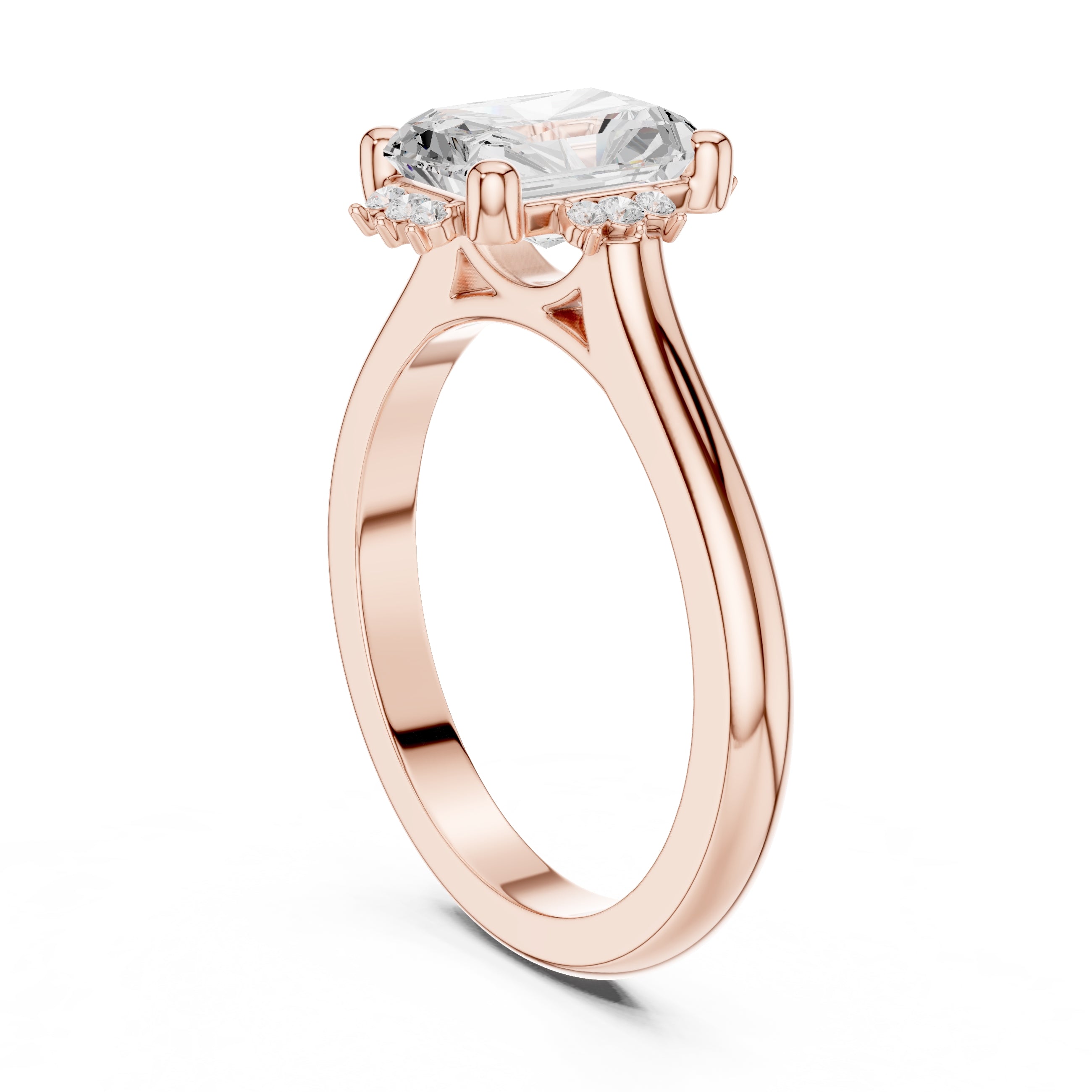 2.00 ct Crown Radiance Solitaire 2ct Rose Gold Radiant