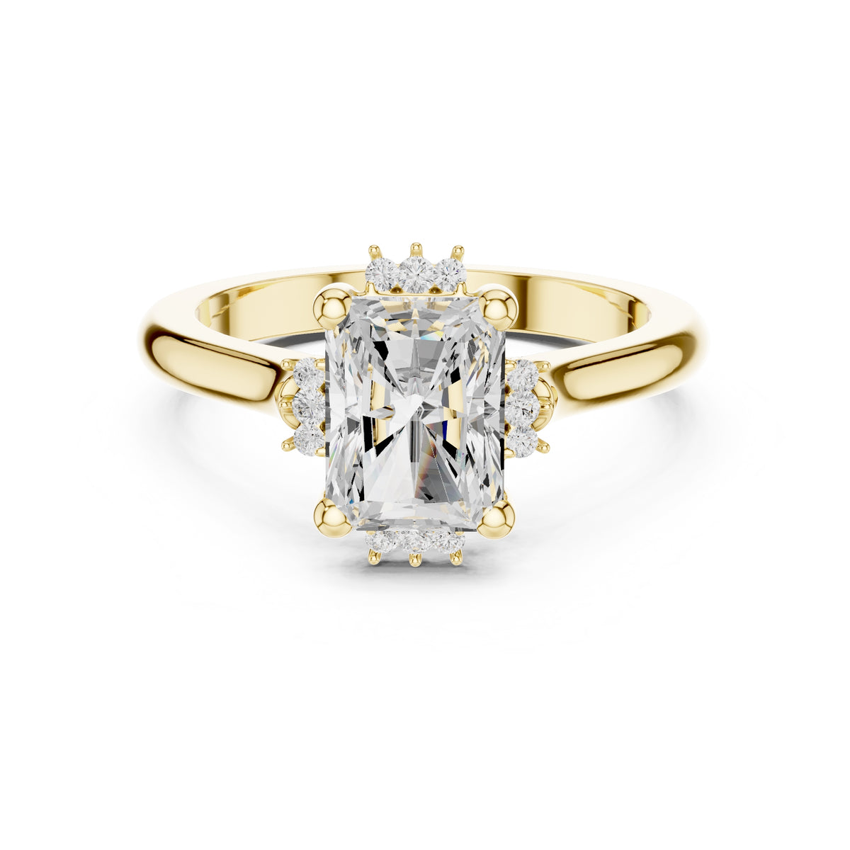2.00 ct Crown Radiance Solitaire 2ct Yellow Gold Radiant