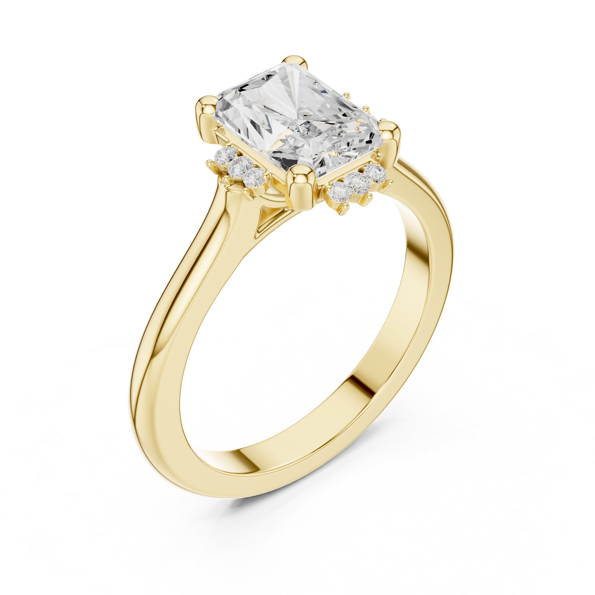 2.00 ct Crown Radiance Solitaire 2ct Yellow Gold Radiant
