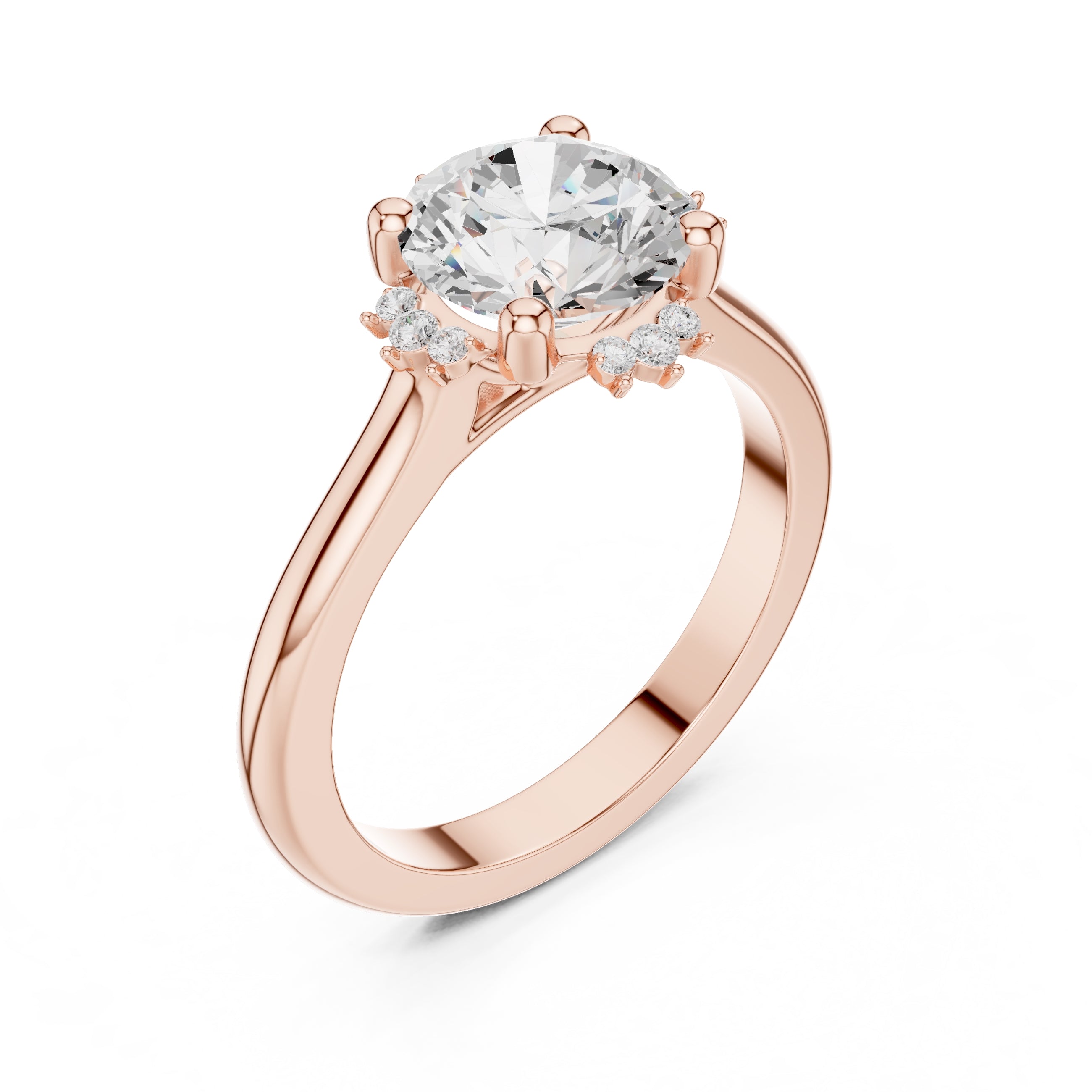 2.00 ct Crown Radiance Solitaire 2ct Rose Gold Round