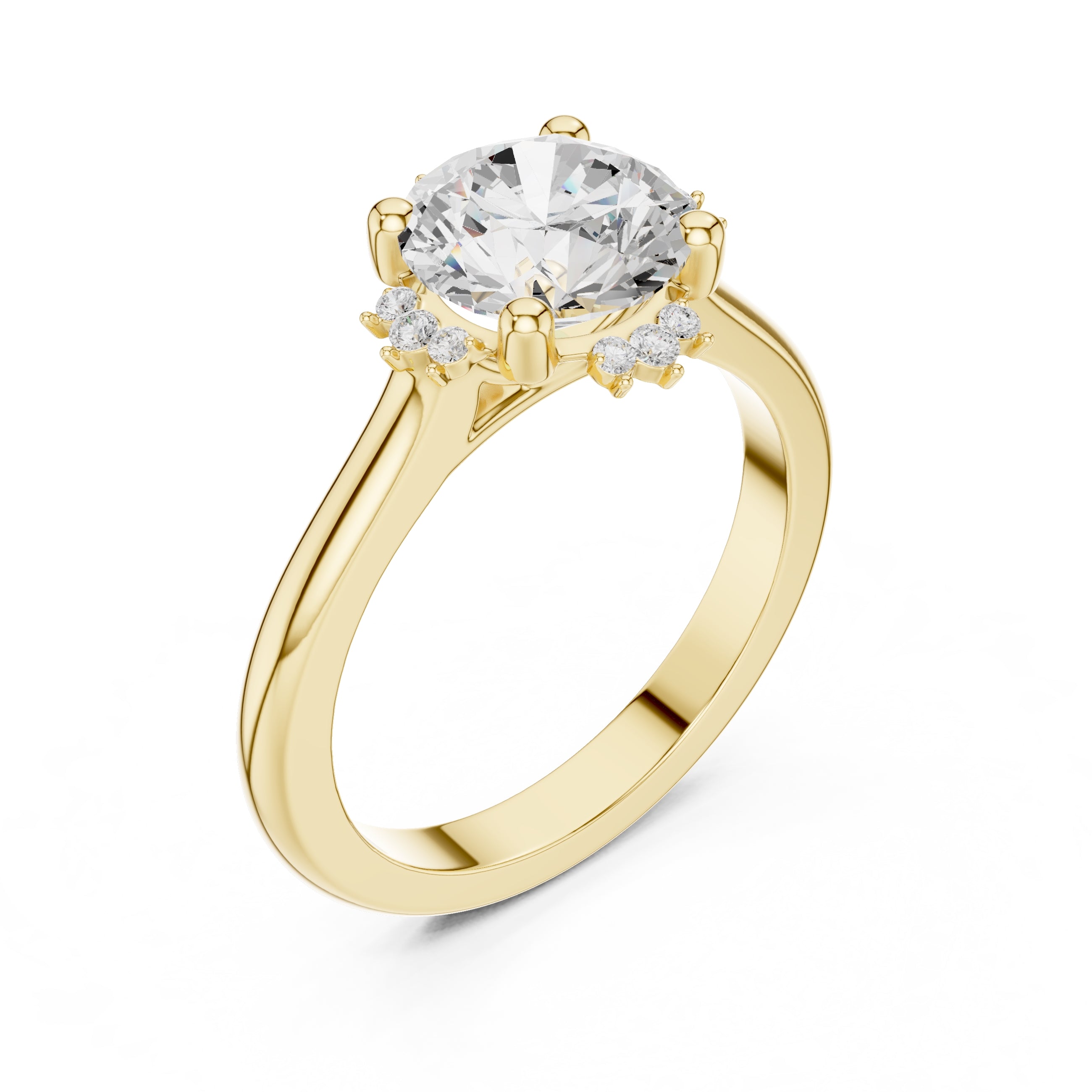2.00 ct Crown Radiance Solitaire 2ct Yellow Gold Round