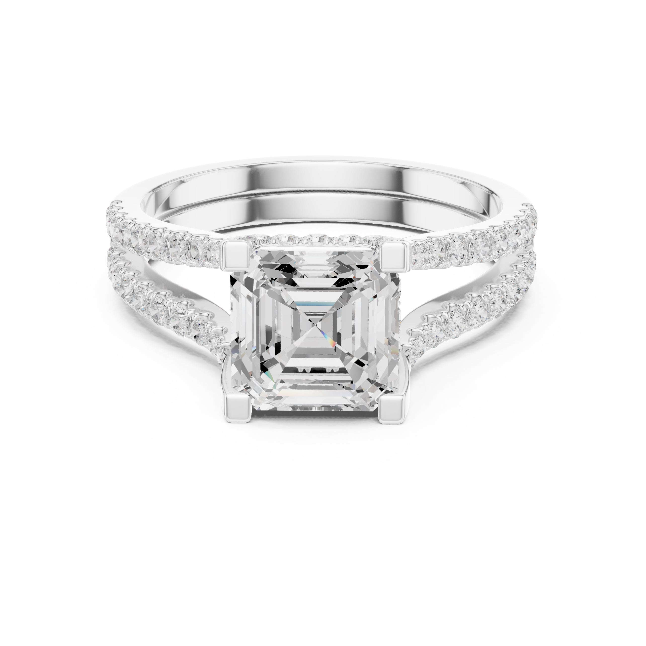 1.50 ct Roseate Embrace Ring 1.5ct White Gold Asscher