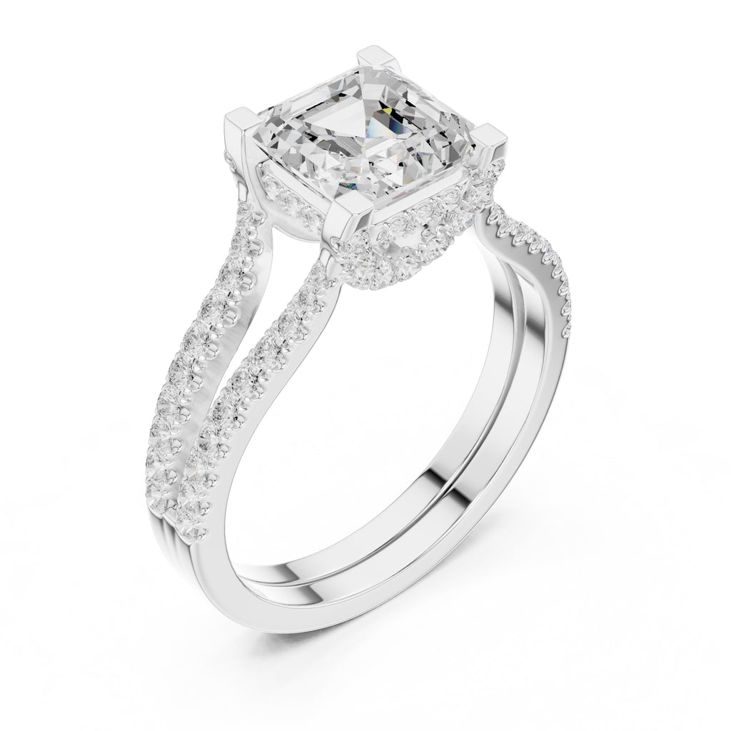 1.50 ct Roseate Embrace Ring 1.5ct White Gold Asscher
