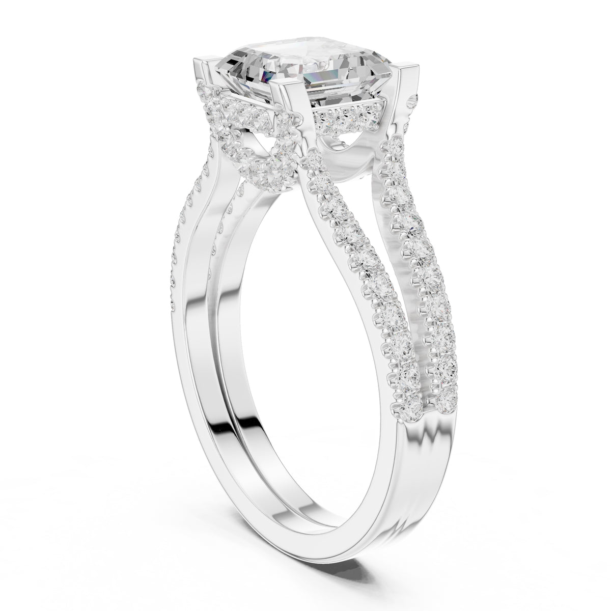 1.50 ct Roseate Embrace Ring 1.5ct White Gold Asscher