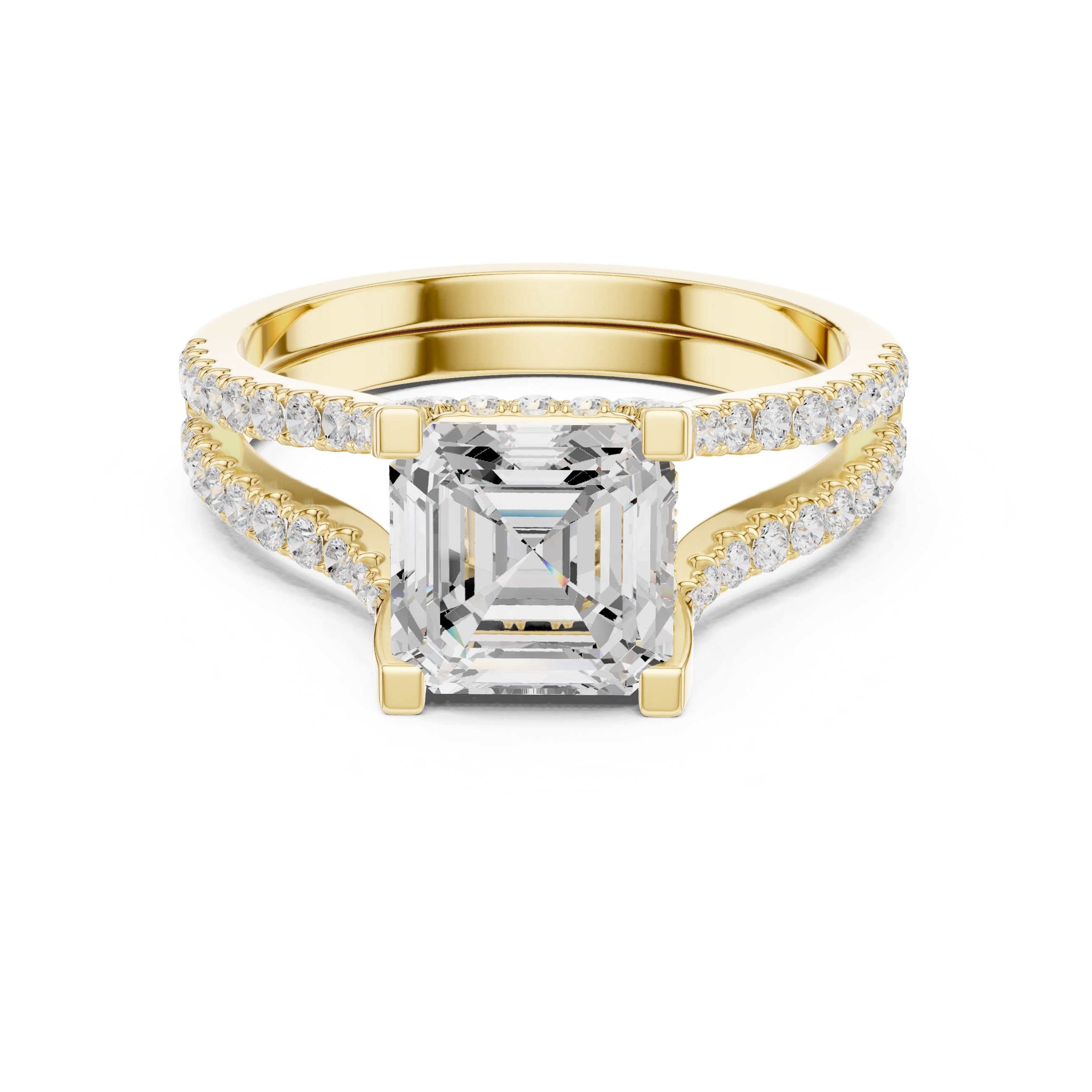 1.50 ct Roseate Embrace Ring 1.5ct Yellow Gold Asscher