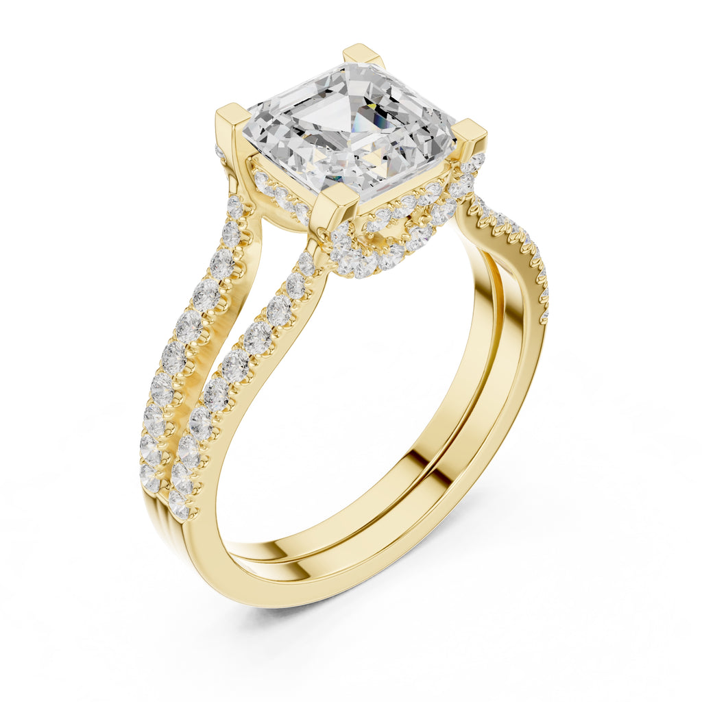 1.50 ct Roseate Embrace Ring 1.5ct Yellow Gold Asscher