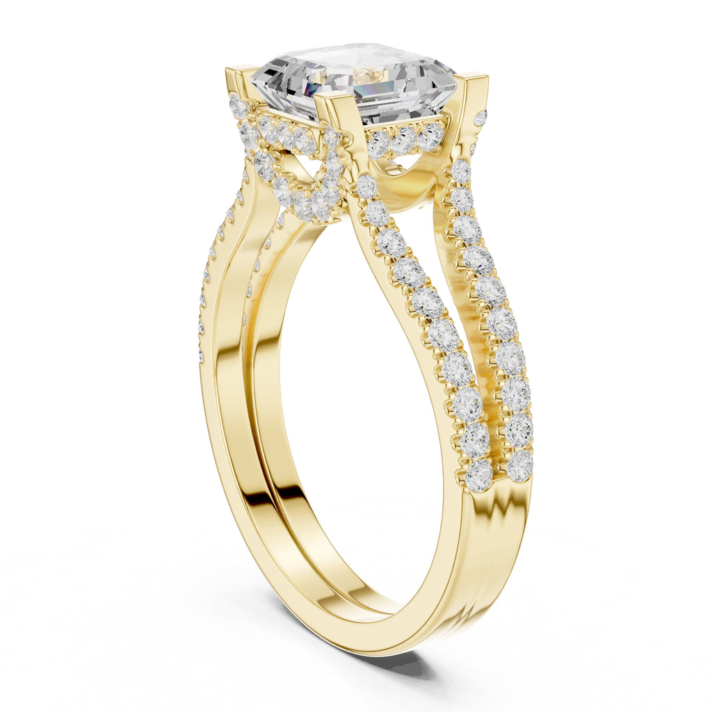 1.50 ct Roseate Embrace Ring 1.5ct Yellow Gold Asscher