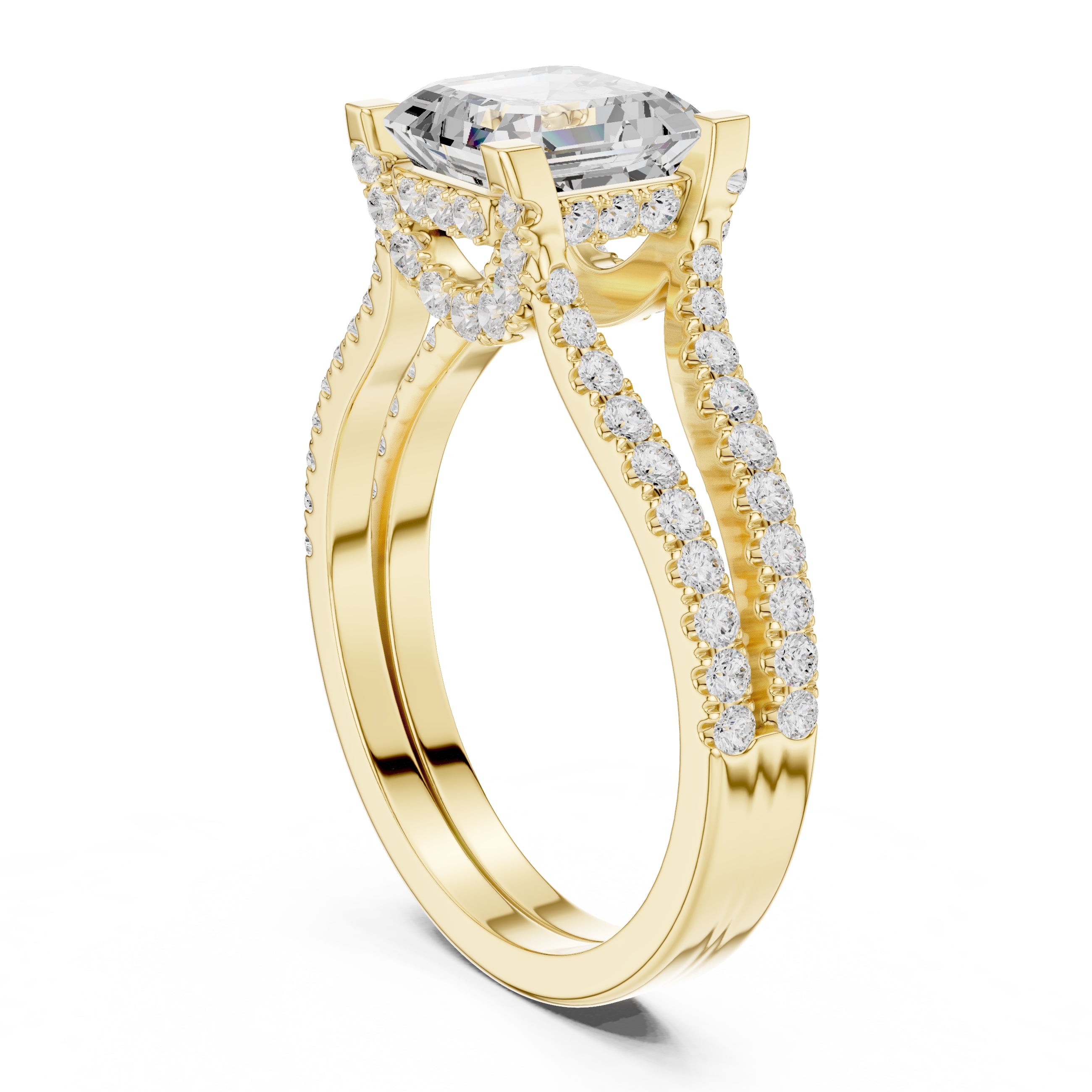 1.50 ct Roseate Embrace Ring 1.5ct Yellow Gold Asscher