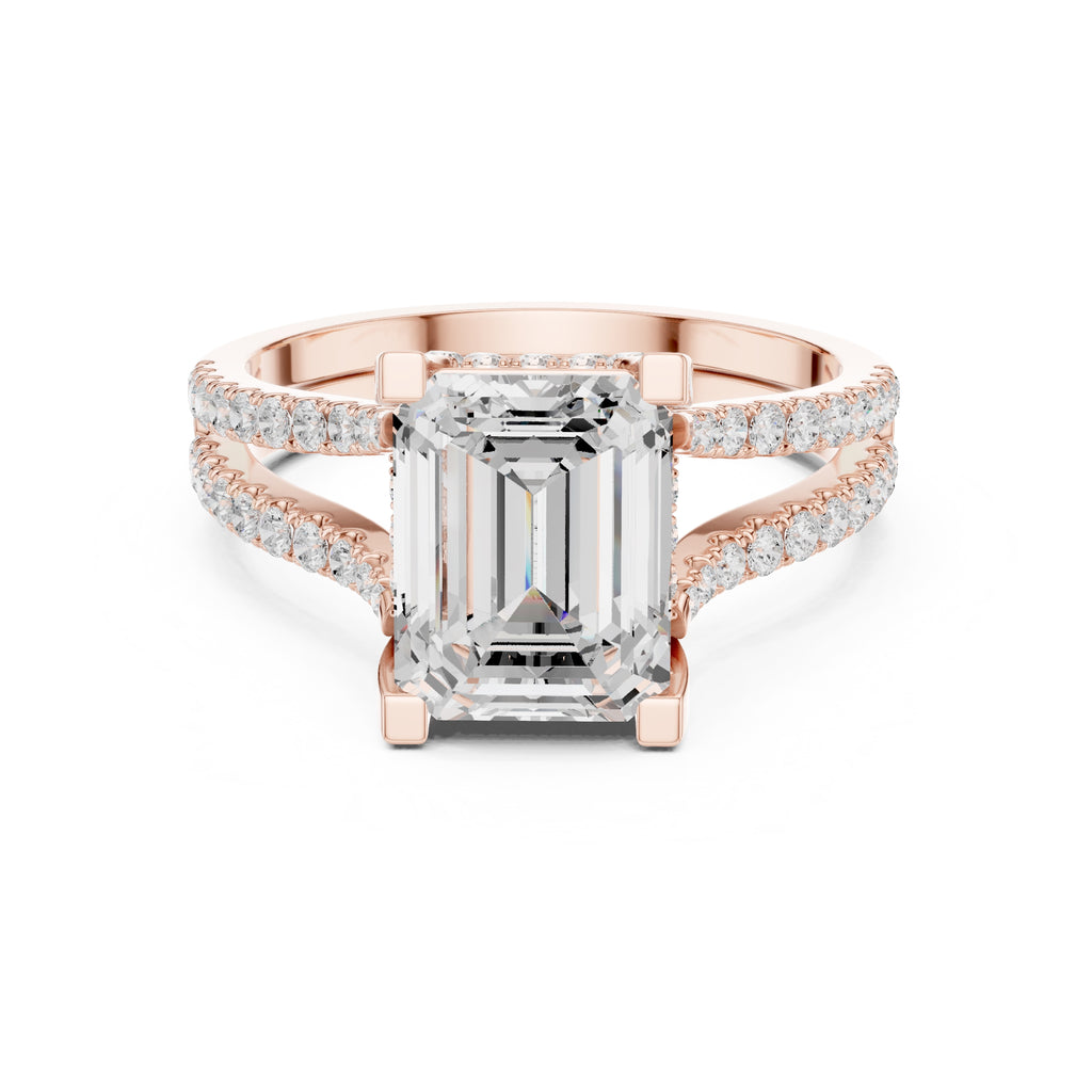 1.50 ct Roseate Embrace Ring 1.5ct Rose Gold Emerald