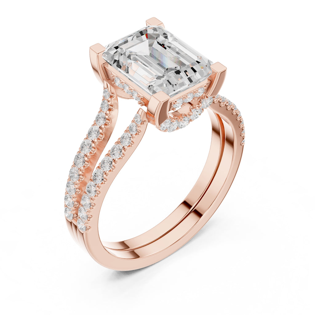 1.50 ct Roseate Embrace Ring 1.5ct Rose Gold Emerald