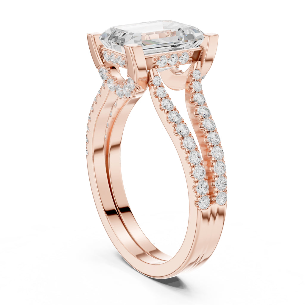 1.50 ct Roseate Embrace Ring 1.5ct Rose Gold Emerald