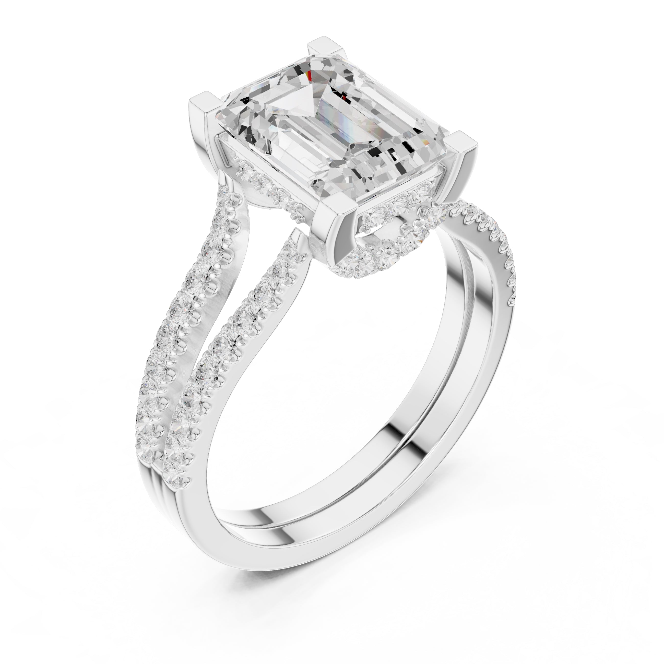 1.50 ct Roseate Embrace Ring 1.5ct White Gold Emerald
